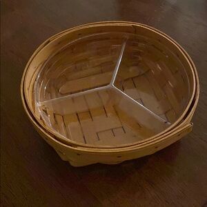 Longaberger Elegant Brown Woven Basket with Clear Divider (c)